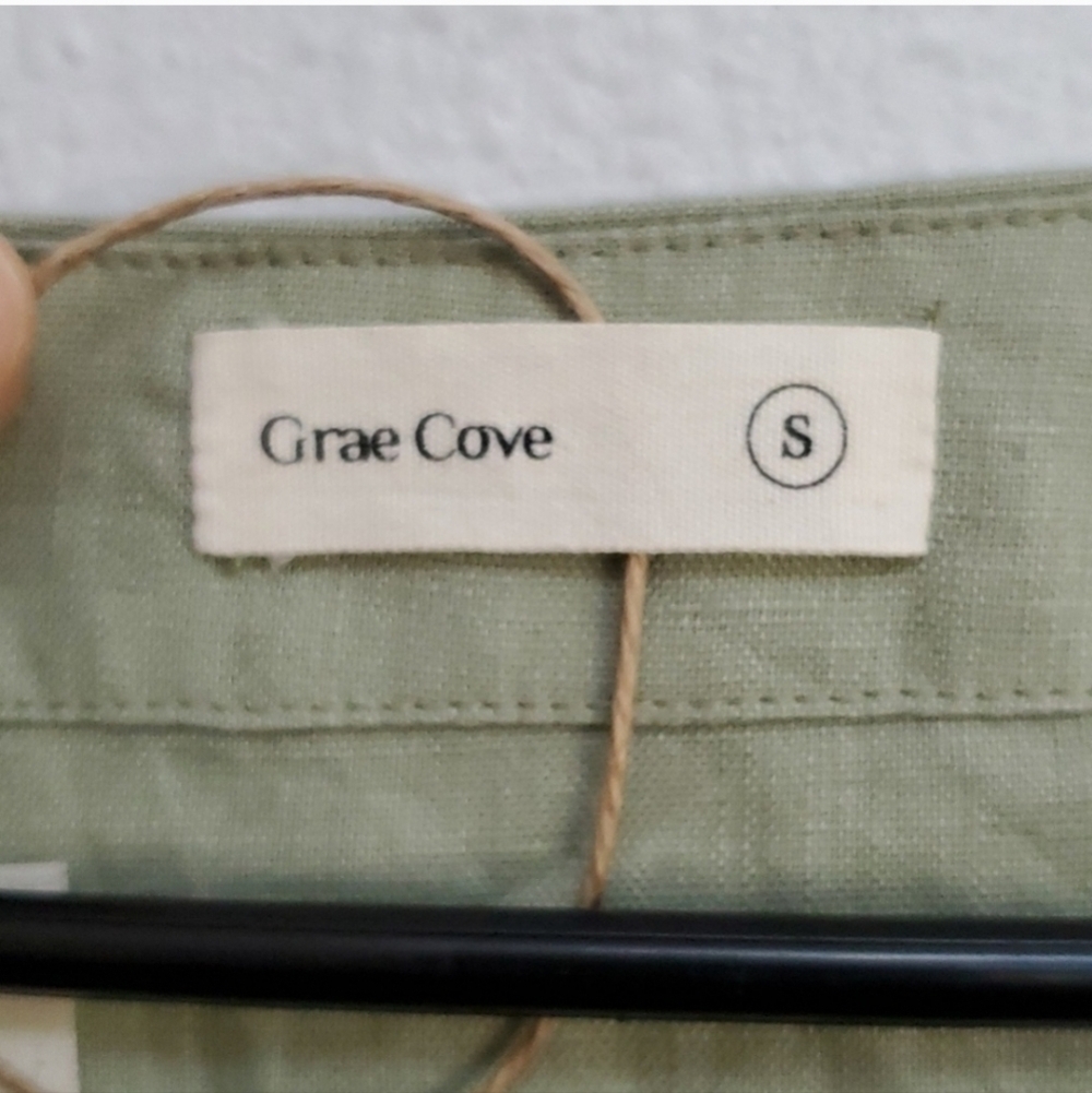 Grae Cove Linen Green Blouse Top — image 2 of 8